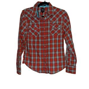 Cruel Girl Women's Pearl Snap Western Shirt Plaid Size Small red